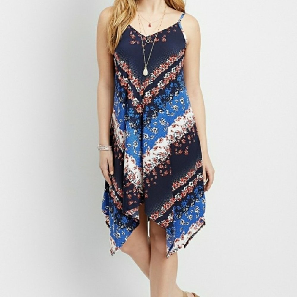 Maurices Womens Scarf Hem Strappy Sleeves And Back Swing Dress Size M